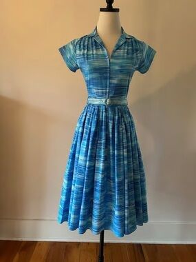 Bernie Dexter Blue Watercolor Midi Dress